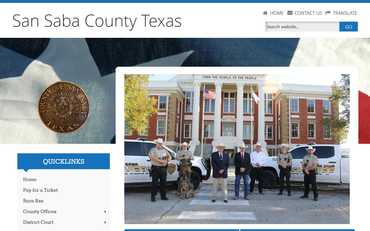 San Saba County Jail inmate information on the Sheriff contact page